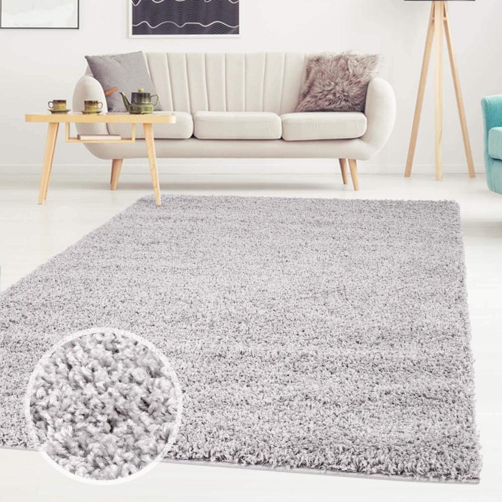 ayshaggy Shaggy Teppich Hochflor Langflor Einfarbig Uni Grau Weich Flauschig Wohnzimmer, Größe: 160 x 230 cm Bild 1
