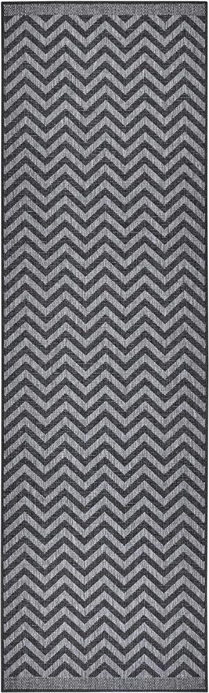 In- & Outdoor Wendeteppich Palma Schwarz Silber - 80x250x0,5cm Bild 1