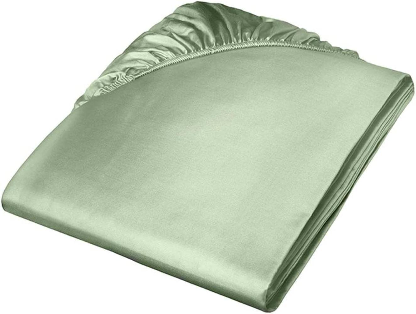 Fleuresse Mako-Satin-Spannlaken colours Farbe jadegrün 1525 100x200 Bild 1