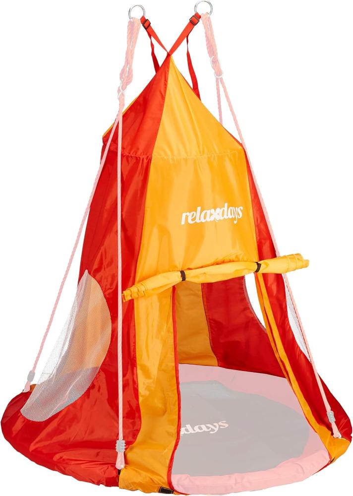 Relaxdays Zelt für Nestschaukel, Bezug für Schaukelsitz bis 110cm, Rundschaukel Zubehör, Garten Schaukelnest, rot-orange Bild 1