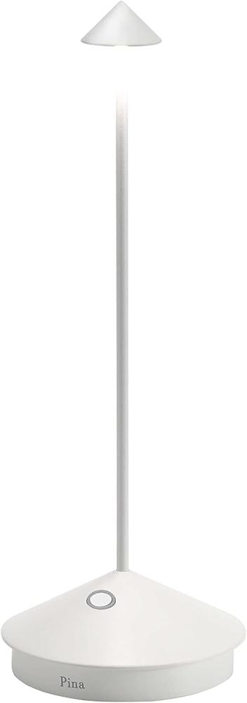 Zafferano Pina Pro - Dimmbare LED-Tischlampe aus Aluminium, Schutzart IP54, Verwendung im Innen-/Außenbereich, Kontaktladestation, H29cm, EU-Stecker - Weiß Bild 1