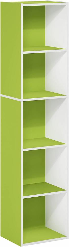 Furinno Luder Bücherregal mit 5 Etagen, Holz, Grün/Weiß, 23. 7(D) x 30. 5(W) x 132. 2(H) cm Bild 1