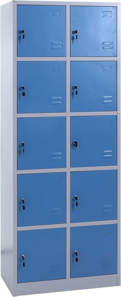 Schließfachschrank HWC-L58, Aktenschrank Büroschrank Mehrzweckschrank, abschließbar Metall 185x70x40cm ~ blau Bild 1