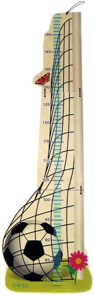 Hess Holzspielzeug 14627 - Messlatte aus Holz für Kinder, Serie Fußball, handgefertigt, klappbar, geeignet für eine Körpergröße von ca. 80 bis 148 cm Bild 1