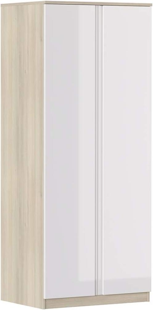 Iconico Home MIK Modern, Kleiderschrank mit Zwei Türen mit integrierten Griffen und Verstellbarer Ablage und Kleiderstange Bild 1