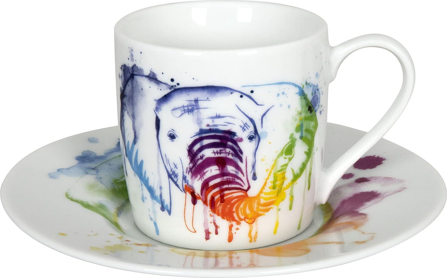 Könitz Espressotasse mit Untertasse Watercoloured Animals - Elefant, Kaffeetasse, Espressobecher, Porzellan, 85 ml, 11 5 053 2348 Bild 1