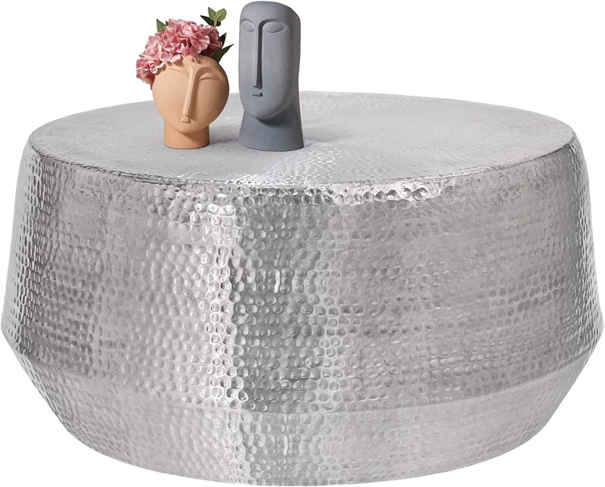 Couchtisch Ø 90x45 cm Silber aus Aluminium in Hammerschlag Optik WOMO-Design Bild 1