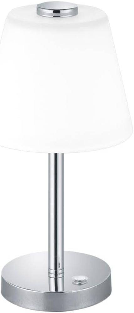 LED Tischleuchte EMERALD Chrom glänzend mit Glaslampenschirm in weiss Höhe 29cm Bild 1