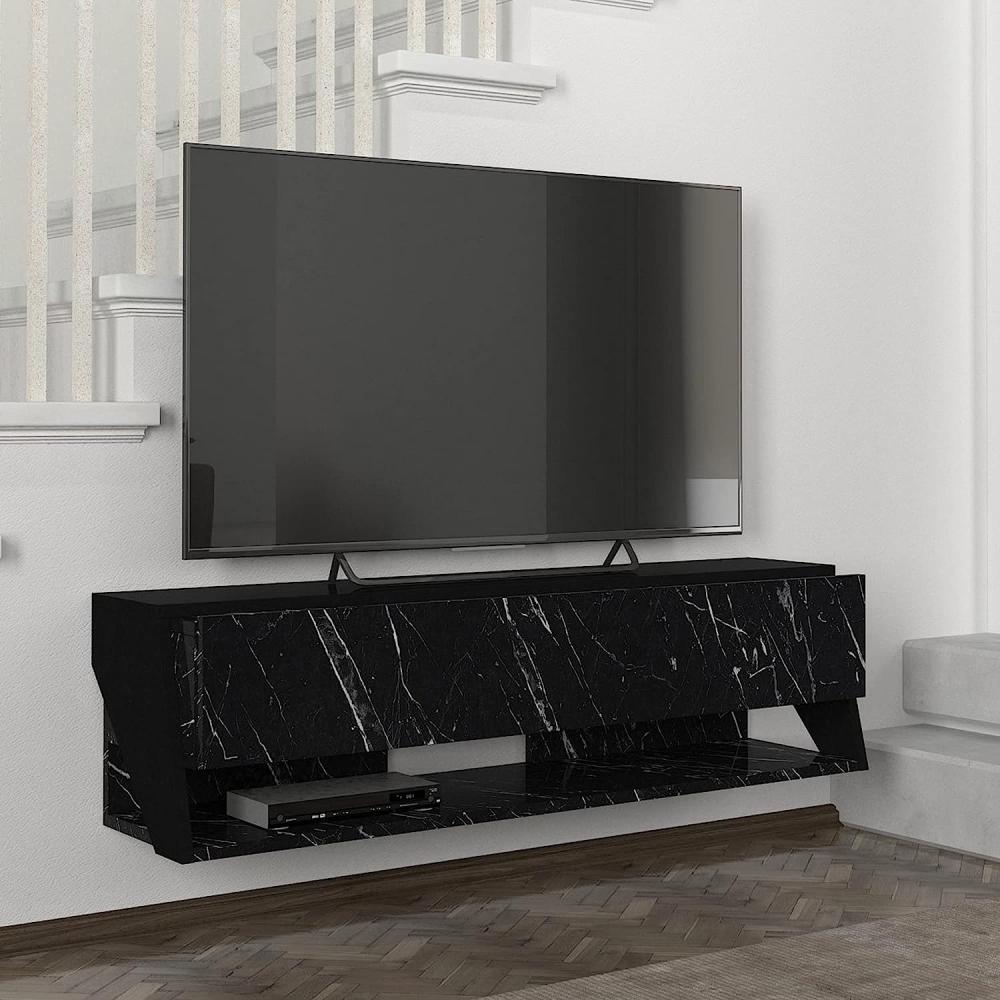 Fernsehschrank Kimitoön 120x31,5x32,5cm Marmor, schwarz [en. casa] Bild 1