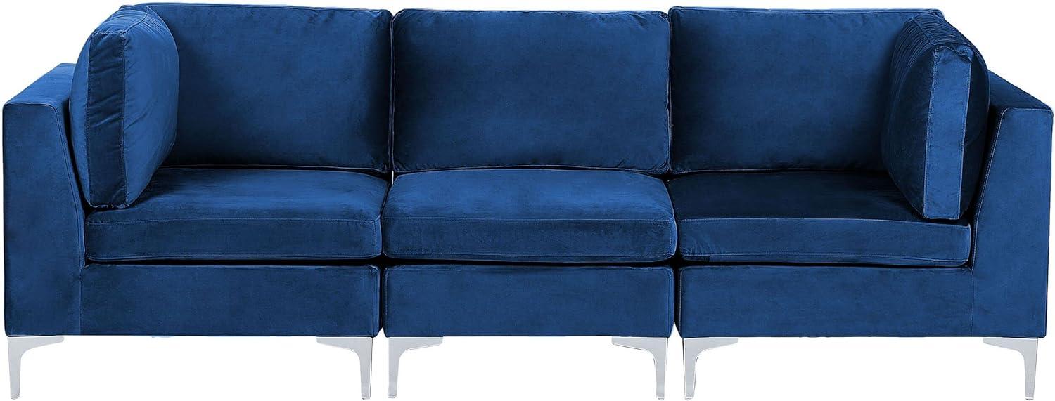 3-Sitzer Modulsofa Samtstoff marineblau mit Metallbeinen EVJA Bild 1