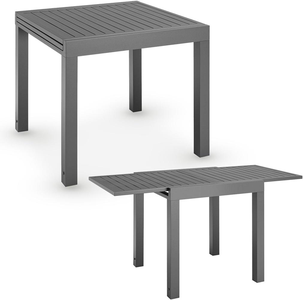 Juskys Gartentisch Laki 80x80 cm ausziehbar - Aluminium Esstisch zum Ausziehen - große Tischplatte - Alu Tisch Balkonmöbel Gartenmöbel Anthrazit Bild 1