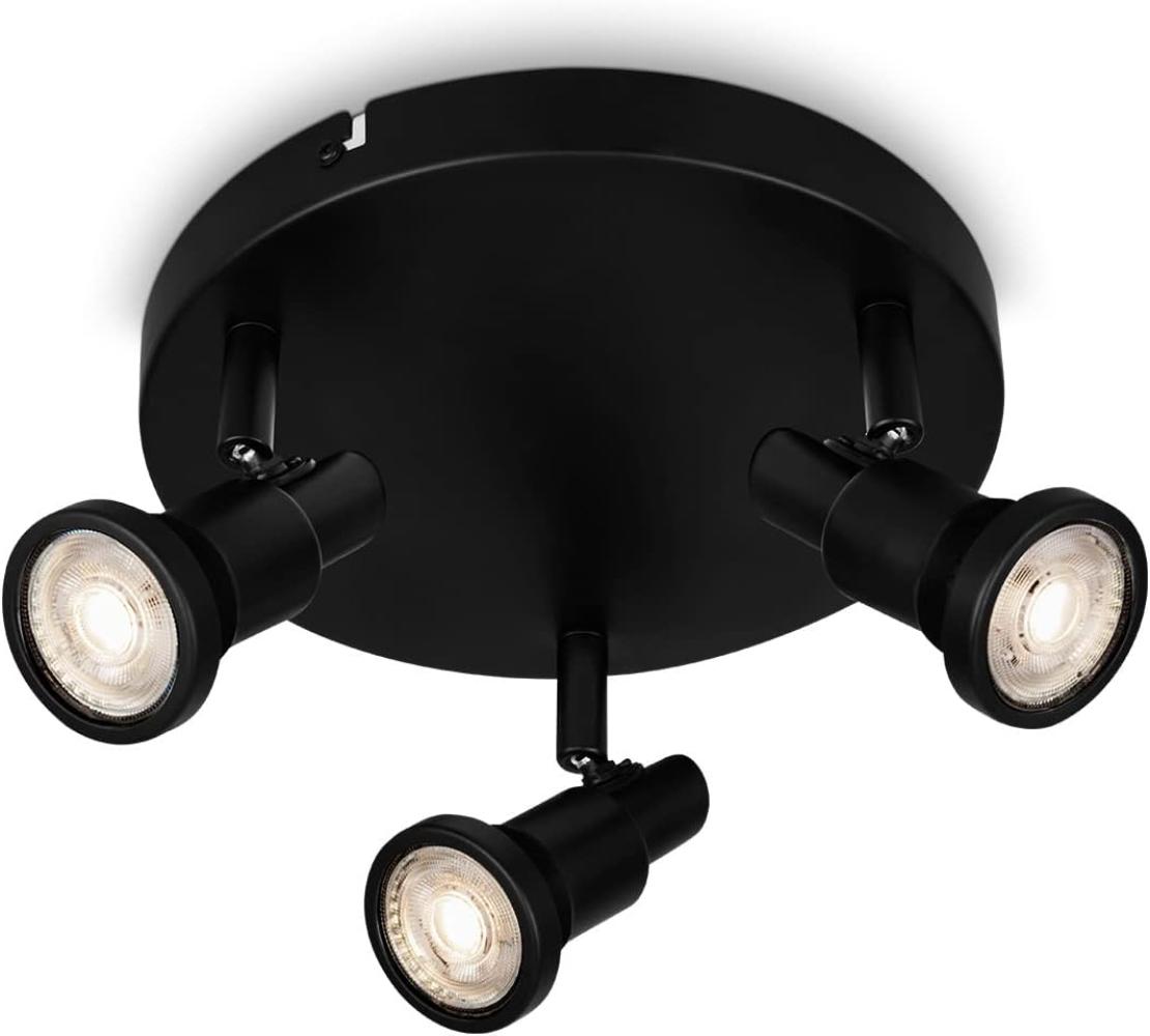 Briloner Leuchten - LED Deckenlampe Badezimmer, verstellbar, LED Deckenleuchte Bad, IP44, warmweiße Lichtfarbe, GU10, Schwarz, 210x106 (DxH) Bild 1