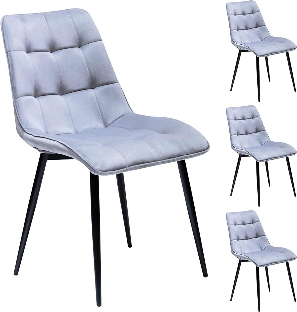 4 x Stuhl Triest grau Samt 4-Fuß Bild 1