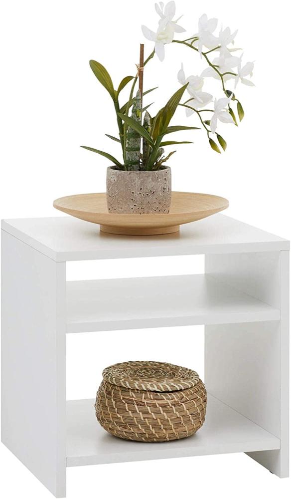 CARO-Möbel Nachttisch Nachtschrank Beistelltisch ALMERIA in weiß, mit 2 offenen Fächern Bild 1