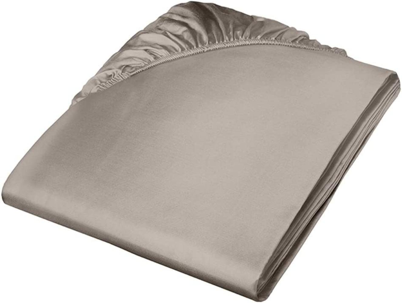 fleuresse Mako-Satin Spannbettlaken Bettlaken Colours 100x200 cm Taupe Bild 1