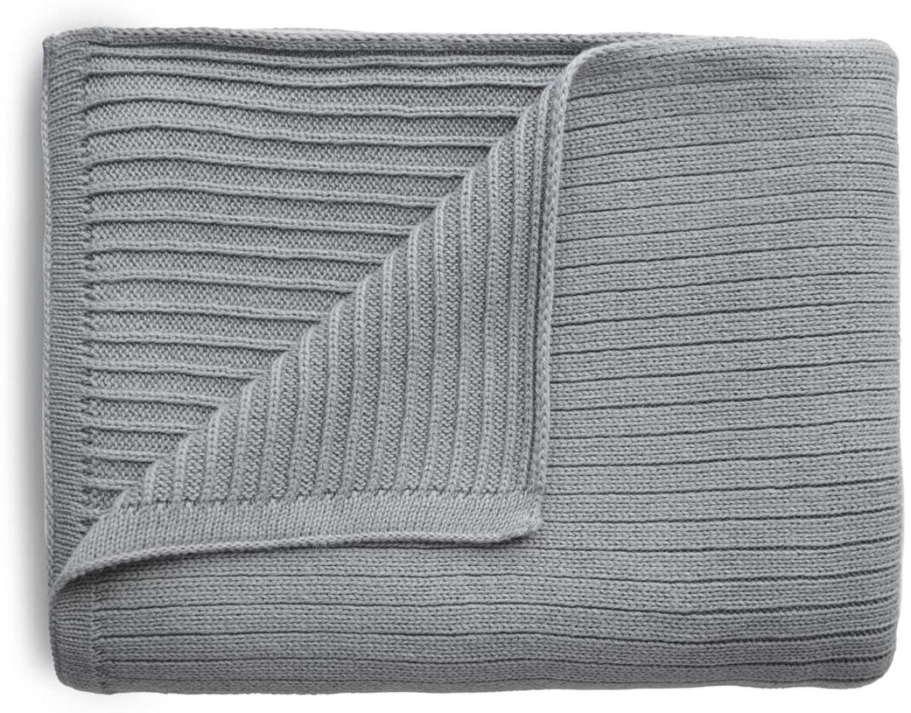 mushie Gestrickte Decke für Baby & Kinder | Decke auf 80x100 cm & 100% Bio-Baumwolle | Vielseitig & Perfekt für jedes Wetter (Ribbed Gray Melange) Bild 1