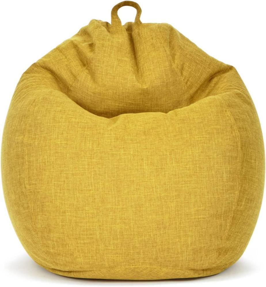 Green Bean© Indoor Sitzsack "Home Linen" mit 200 Liter mit EPS-Perlen Füllung - Bodenkissen Liegekissen Sitzkissen Lounge Gelb Bild 1
