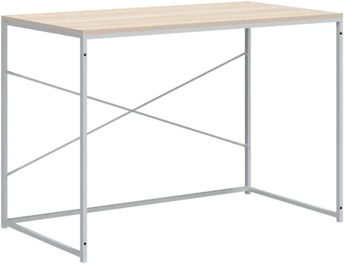 Computertisch Weiß und Eiche-Optik 110x60x70 cm Holzwerkstoff Bild 1