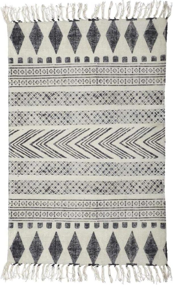 Teppich Block in Beige und Schwarz aus Baumwolle, 60 x 90 cm Bild 1