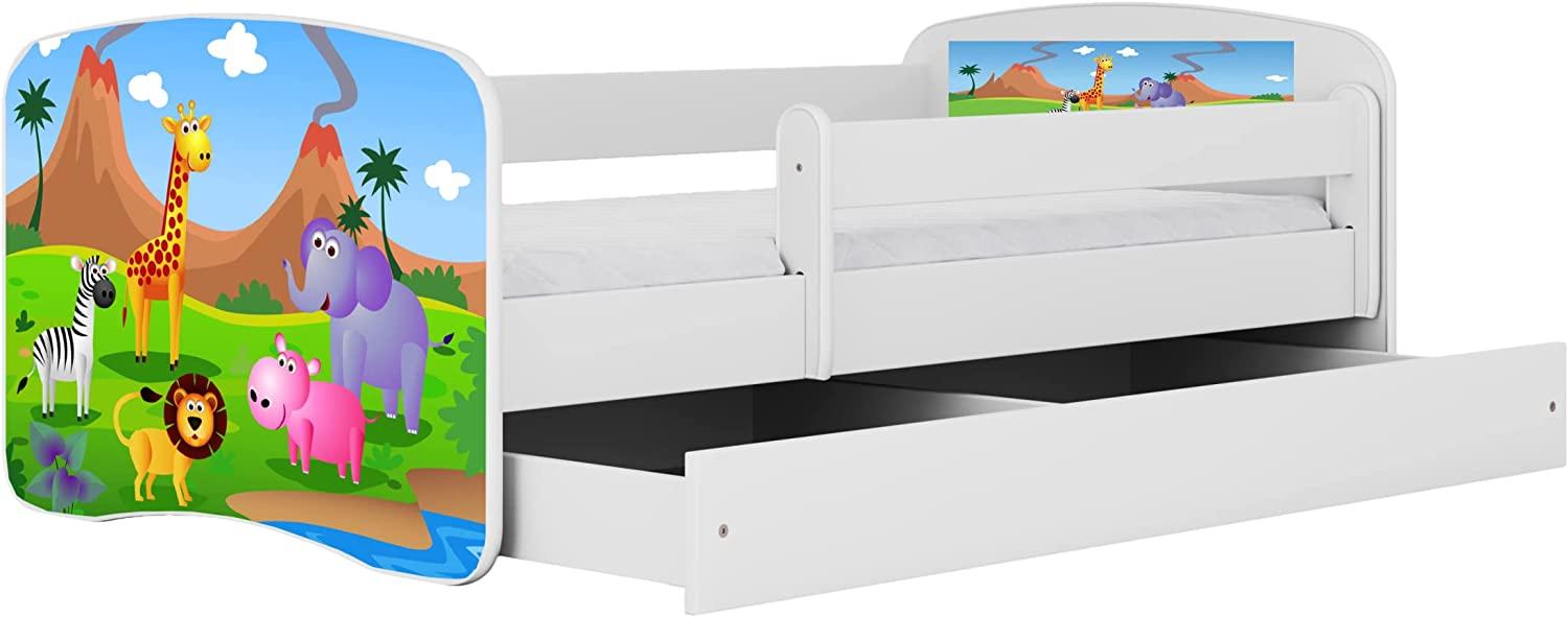Kocot Kids 'Safari' Einzelbett weiß 80x180 cm inkl. Rausfallschutz, Matratze, Schublade und Lattenrost Bild 1