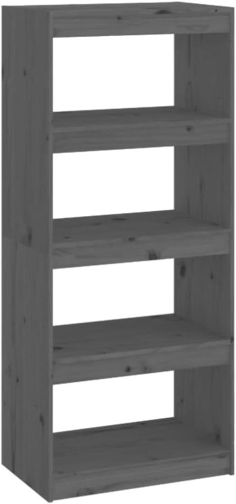Bücherregal Raumteiler Grau 60x30x135,5 cm Massivholz Kiefer Bild 1