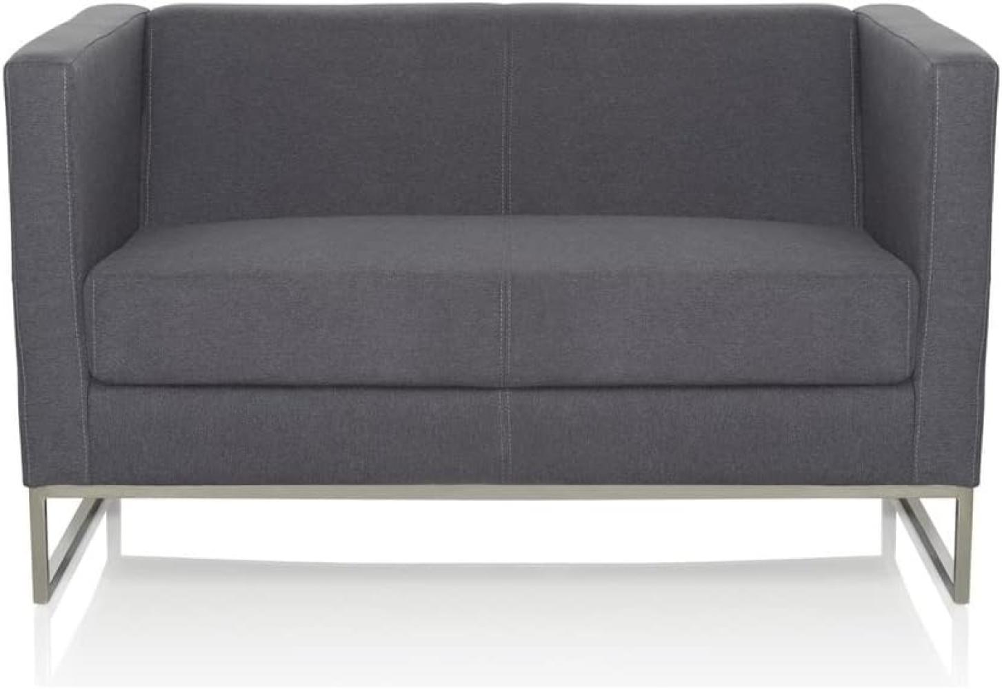 hjh OFFICE 713502 Lounge Sofa Barbados Stoff Grau Moderne 2-Sitzer Couch für höchsten Sitzkomfort Bild 1