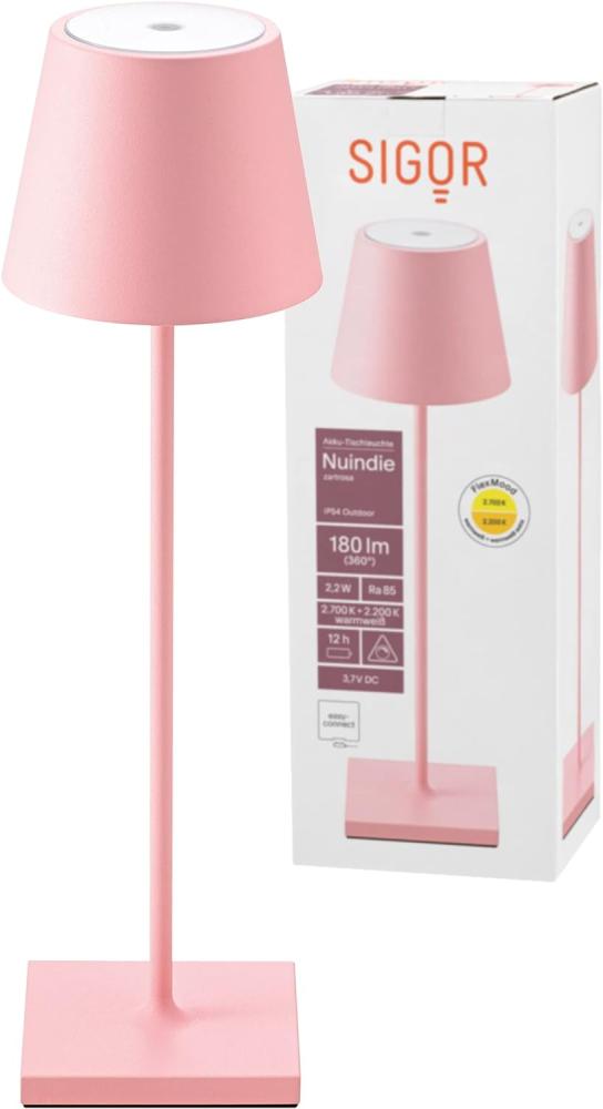 LED Tischleuchte rosa, Touchdimmer, Akku, H 38 cm Bild 1