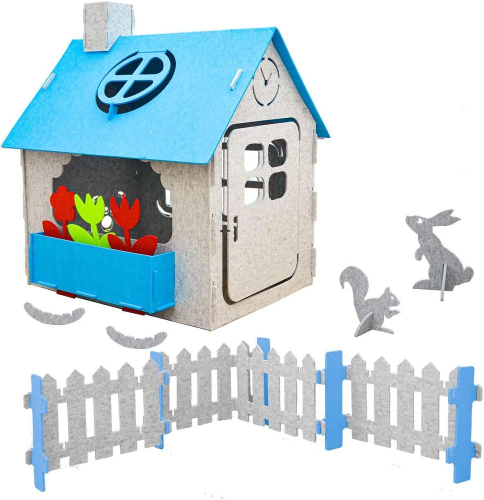 Kinder Spielhaus aus Recycling Filz 110x100x124 Indoor Outdoor Haus mit Zubehör Bild 1