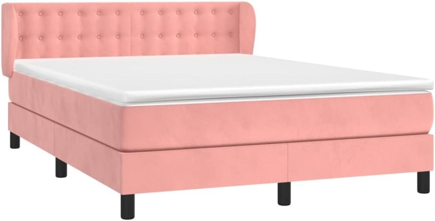 Boxspringbett mit Matratze Rosa 140x200 cm Samt Bild 1