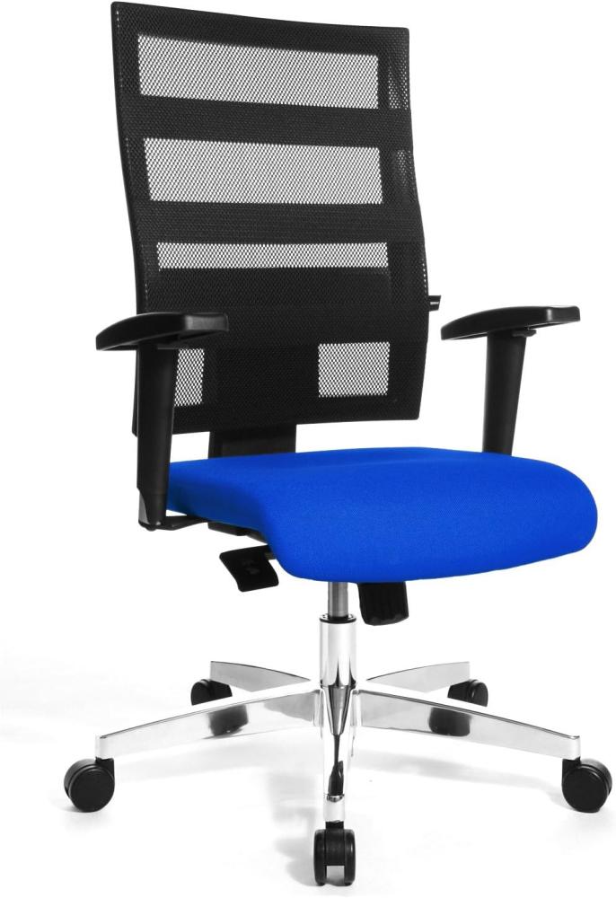 Topstar X-Pander 959TT380, Bürostuhl, Schreibtischstuhl, inkl. höhenverstellbare Armlehnen, Netzbezug, Bezugsstoff, blau/schwarz Bild 1
