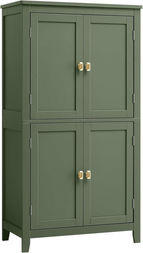 VASAGLE Badezimmerschrank, Badschrank, Küchenschrank mit 4 Türen, verstellbare Ablagen, 30 x 60 x 110 cm, waldgrün BBC552C01 Bild 1