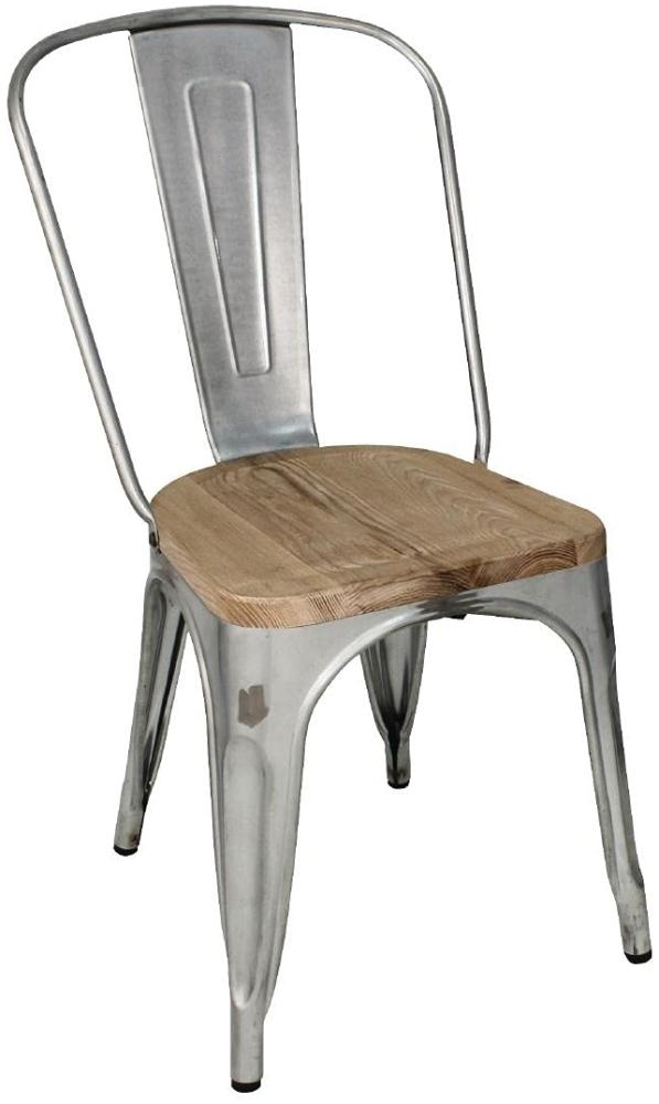 Bolero Bistro Stühle aus verzinktem Stahl mit Holzsitz 4 Stück Bild 1