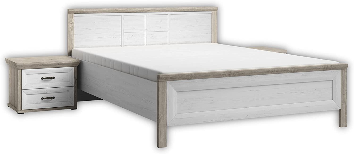 Bettanlage Doppelbett Ehebett Schlafzimmer Nachtkommmoden AVENUE Anderson Pine weiß 180 x 200 cm Bild 1