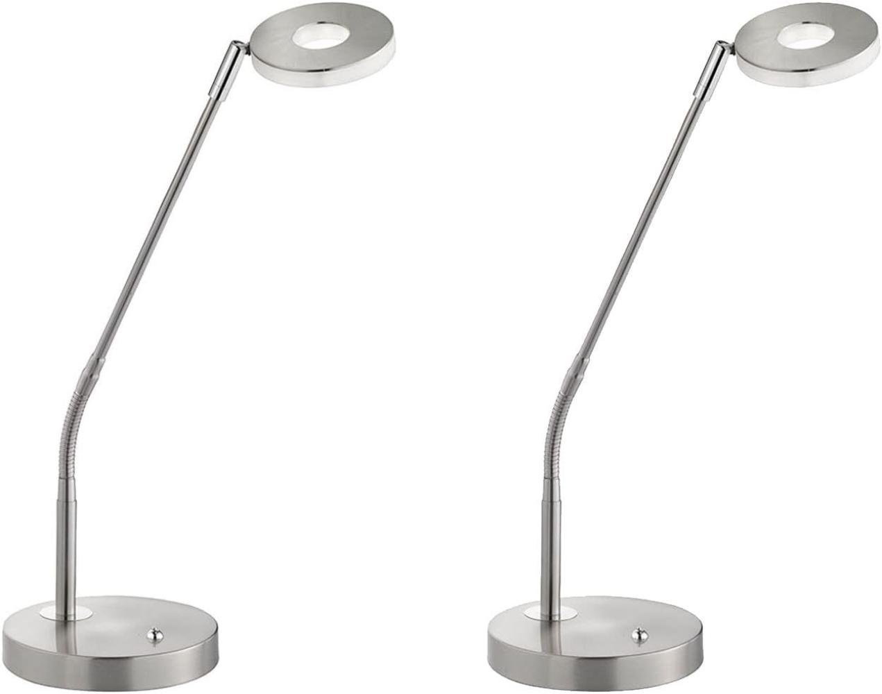 2er SET LED Schreibtischlampen Silber mit Dimmer - Höhe 60cm Bild 1