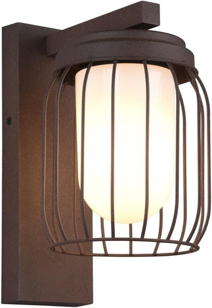 LED Außenwandleuchte Laterne mit Gitter Höhe 28cm, Rostoptik Bild 1