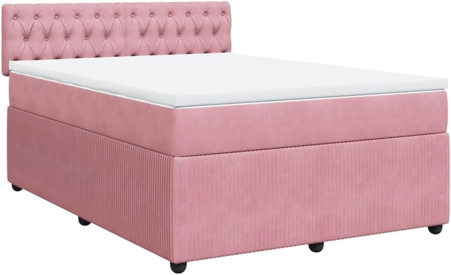 Boxspringbett mit Matratze Rosa 140x190 cm Samt 3290045 Bild 1