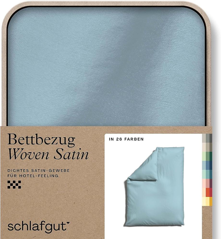 Schlafgut Woven Satin Bettwäsche | Bettbezug einzeln 135x200 - 140x200 cm | blue-light Bild 1