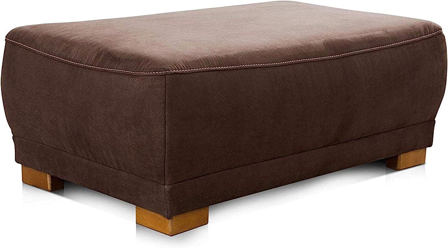 Cavadore Sofa-Hocker "Modeo" / Sitzhocker für Sofa mit moderner Kontrastnaht / Hochwertiger Mikrofaser-Bezug in Wildlederoptik / Holzfüße / Maße: 100x40x66 cm (BxHxT) / Farbe: Braun Bild 1
