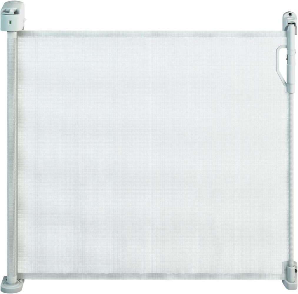 Gaterol Active Pro Weiß – Schickes ausziehbares Treppenschutzgitter und Türschutzgitter Rollo mit Quick Pass und Verschlussautomatik bis 120cm Bild 1
