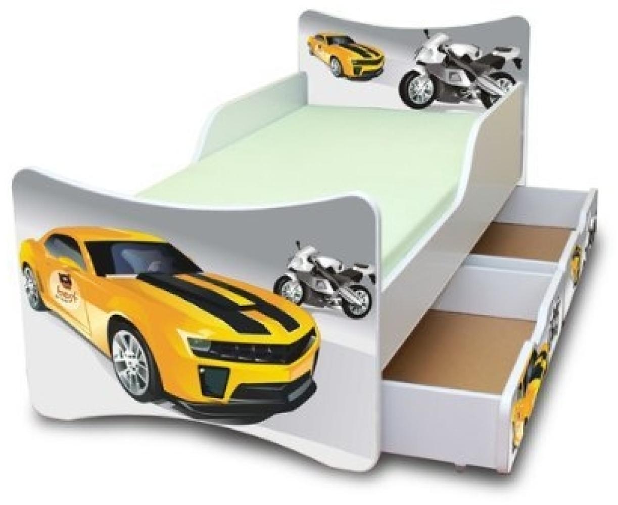 Best For Kids 'Rennfahrzeuge' Kinderbett mit Schaummatratze 90x180 grau Bild 1