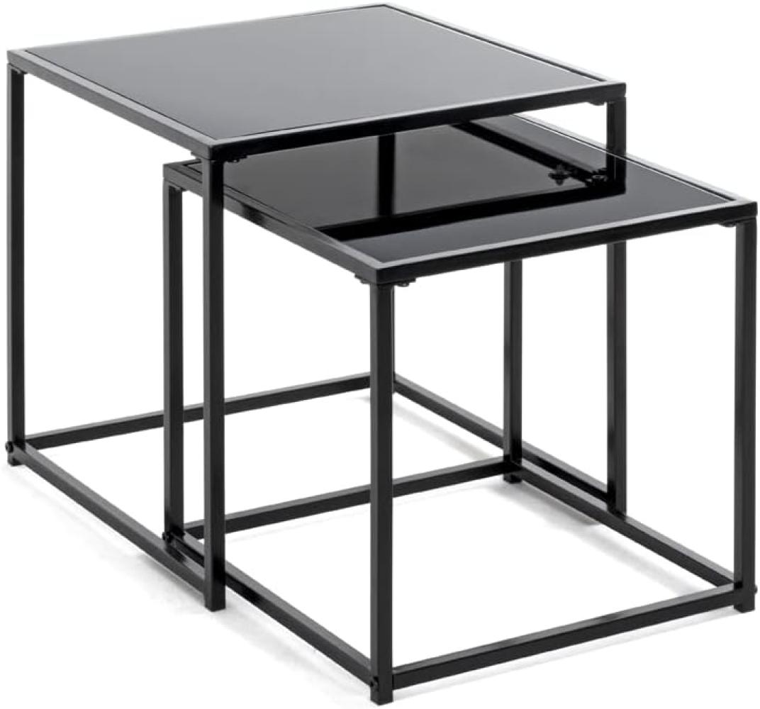 HAKU Möbel Beistelltisch 2er Set, Metall, schwarz, B 35 x T 35 x H 35 cm / B 40 x T 40 x H 40 cm Bild 1