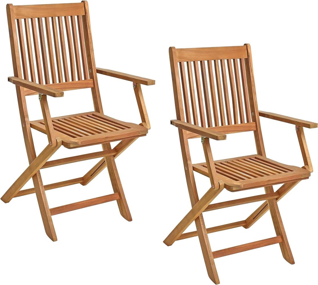 Gartenstühle Holzstühle Klappstühle 2er Set Akazie Holz Stuhlset Balkonstühle Bild 1