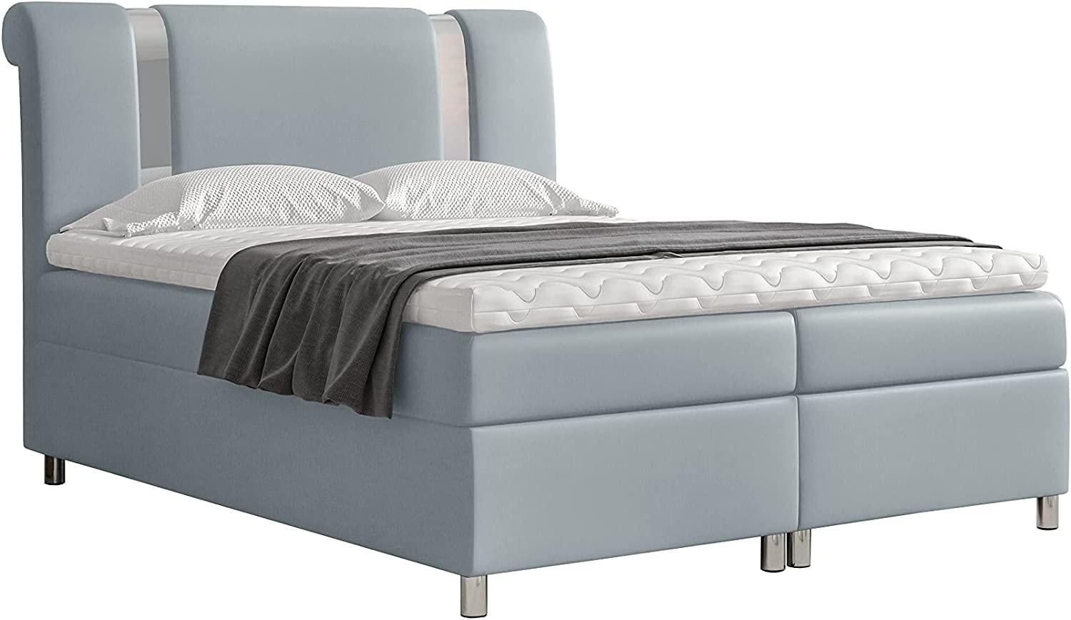 Stylefy 'Asuncion' Boxspringbett Velours Monolith Silber 200 x 200 cm Bild 1