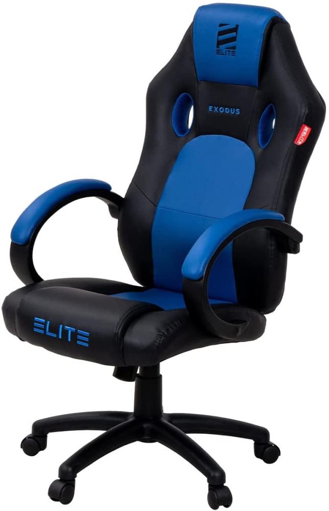 ELITE Gaming Stuhl MG100 EXODUS - Ergonomischer Bürostuhl - Schreibtischstuhl - Chefsessel - Sessel - Racing Gaming-Stuhl - Gamingstuhl - Drehstuhl - Chair - Kunstleder Sportsitz (Schwarz/Blau) Bild 1
