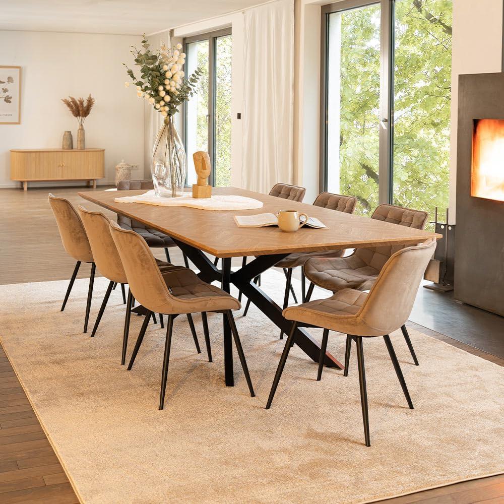 HOME DELUXE Esstisch Eckig AVENCIA inkl. Sternfuß - Farbe: Fishbone Oak, Größe: 200 x 120 cm Bild 1