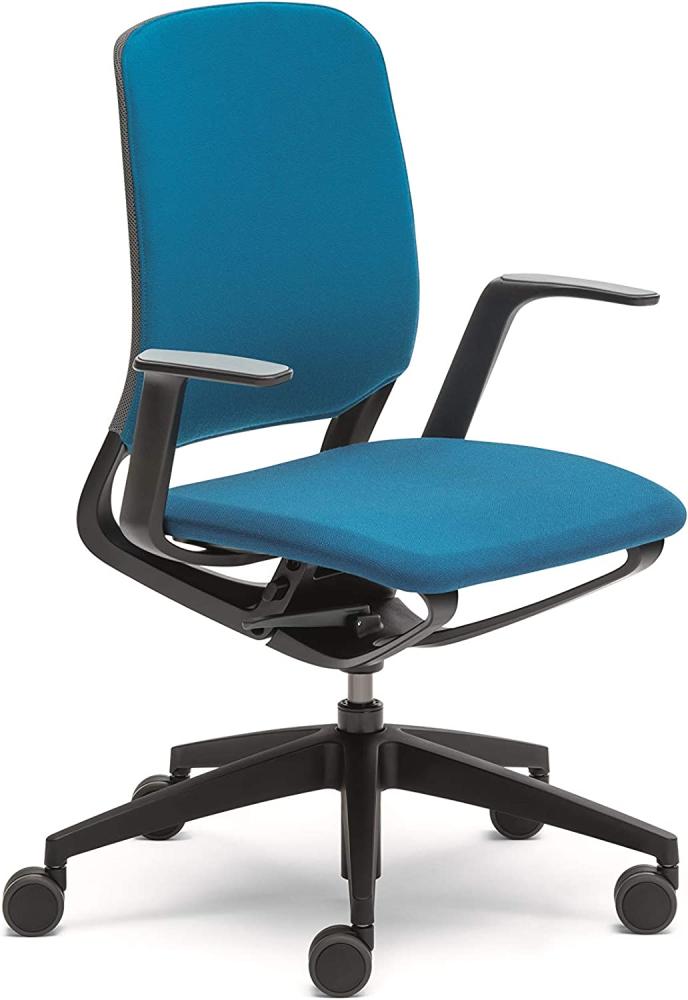 Sedus se:motion, Bürostuhl, schwarz, mit Armlehnen, Sitz- u. Rückenpolster in blau, Kunststoff 950 - 1065 mm Bild 1
