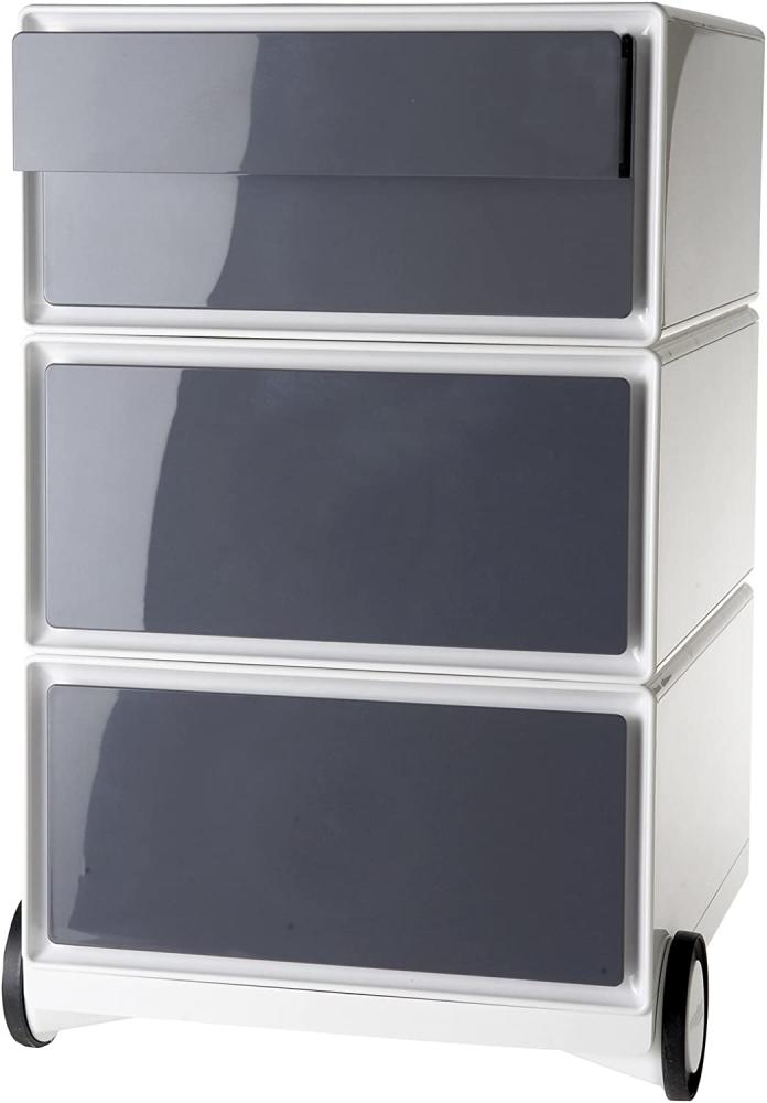 PAPERFLOW Rollcontainer easyBox, 4 Schübe, weiß / anthrazit Bild 1