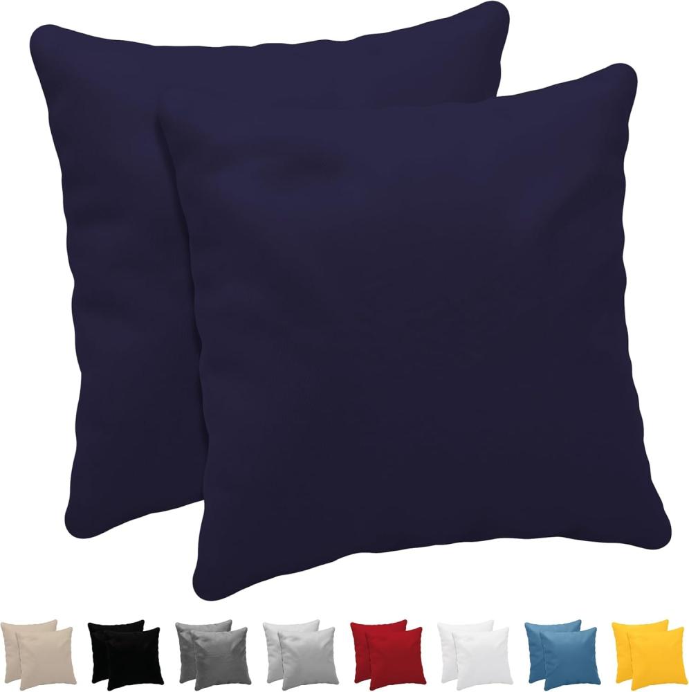 Dreamzie Kissenbezug 60 x 60 cm (2er Pack)- 100% Jersey Baumwolle 150 g/qm Kissenbezüge -Dunkelblau - Für Kissen 60 x 60 cm - Kissenhülle - Kissenbezug - Resistent und Hypoallergen Bild 1