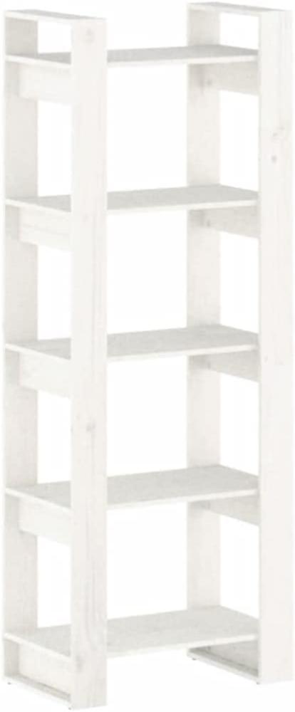 vidaXL Bücherregal/Raumteiler Weiß 60x35x160 cm Massivholz Bild 1