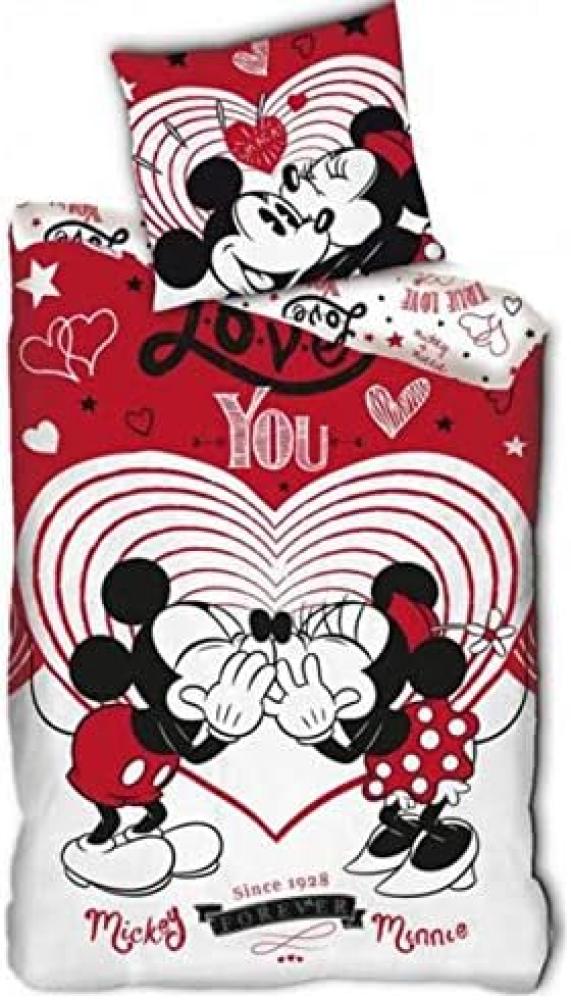 Disney Bettbezug Mickey & Minnie 140 x 200 cm Polyester rot Bild 1